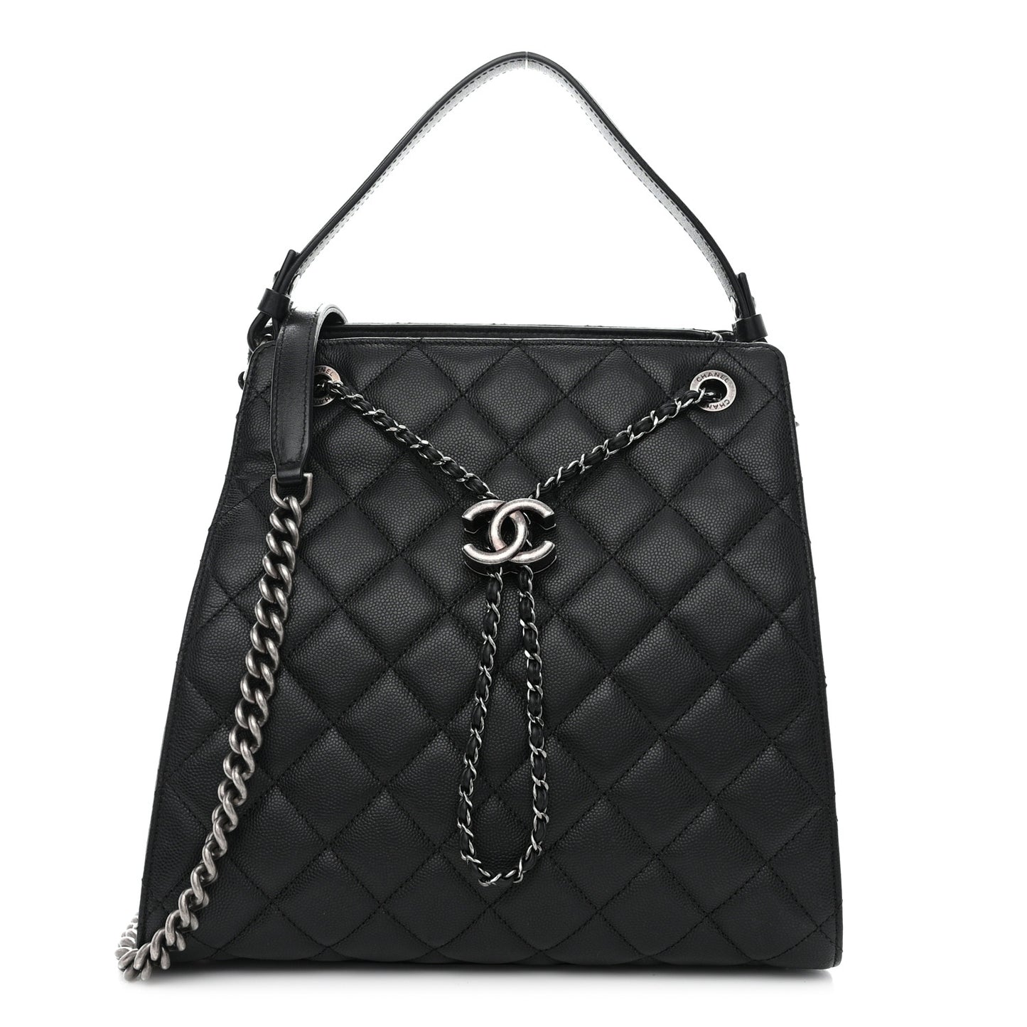 Caviar Quilted Medium CC Bucket Bag Black