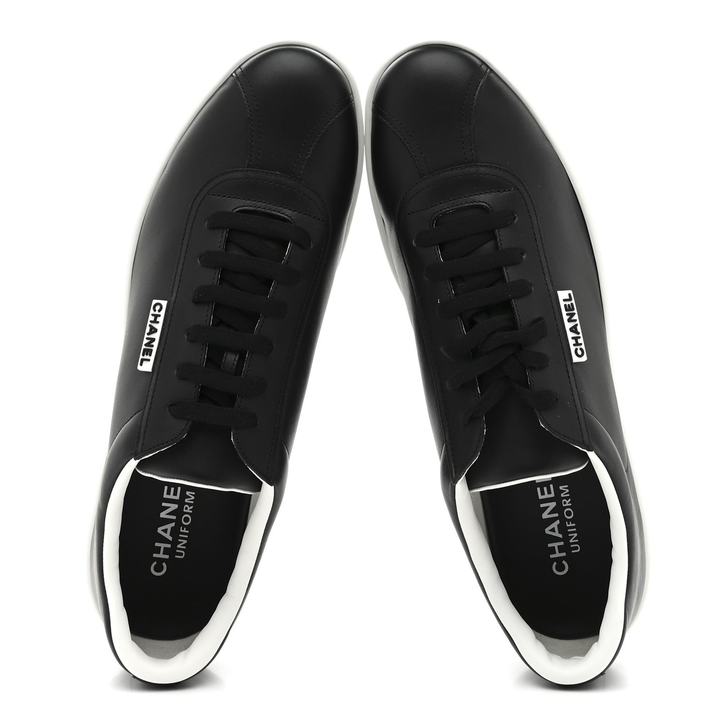 Calfskin CC Mens Uniform Sneakers 46 Black