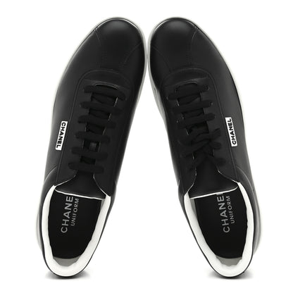 Chanel Calfskin CC Mens Uniform Sneakers 46 Black 2 of 10