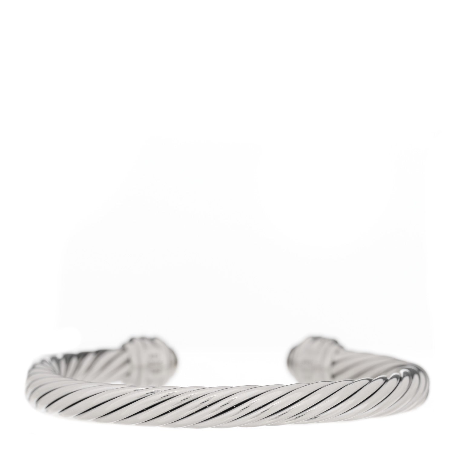 David Yurman Sterling Silver 18K White Gold Diamond 7mm Cable Classics Bracelet 2 of 3