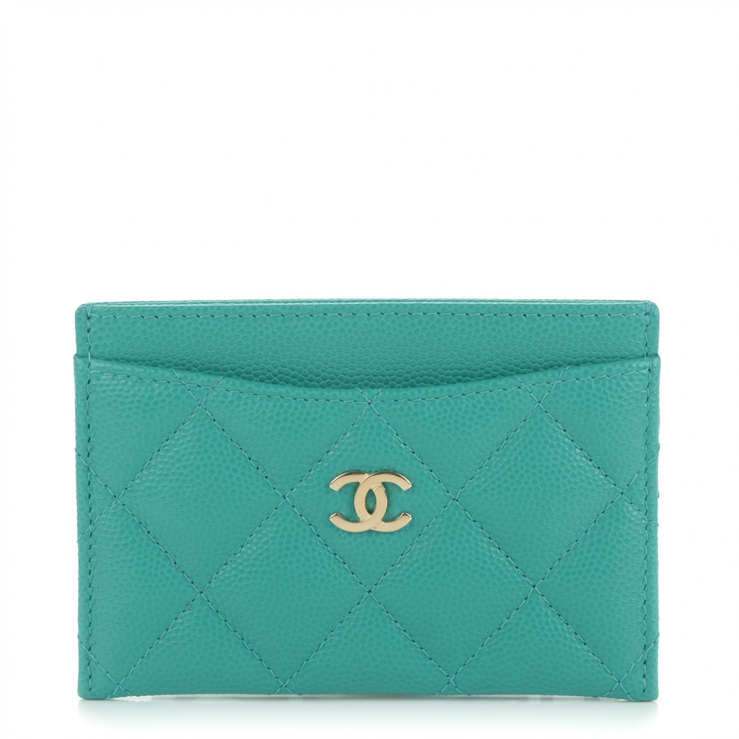Chanel Caviar Quilted Card Holder Turquoise 1 of 8