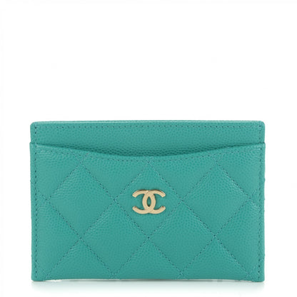 Chanel Caviar Quilted Card Holder Turquoise 1 of 8