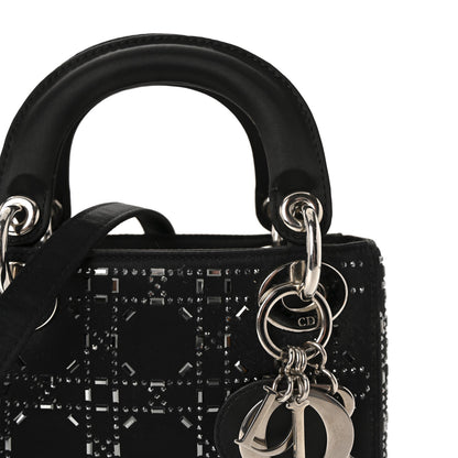 Christian Dior Satin Crystal Cannage Mini Lady Dior Black 7 of 9