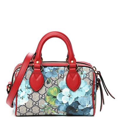 Gucci GG Supreme Monogram Blooms Mini Boston Navy Blue Hibiscus 1 of 10