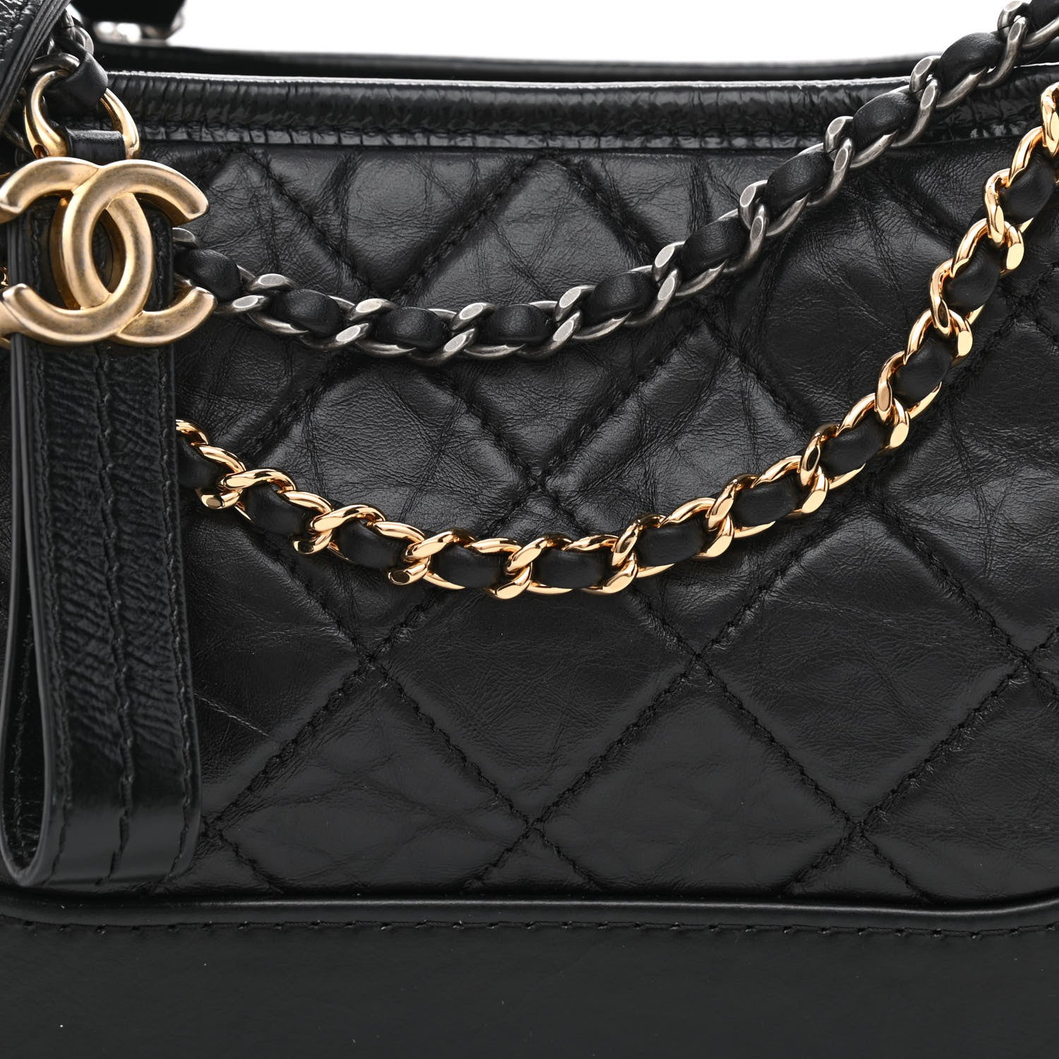Chanel Aged Calfskin Quilted Small Gabrielle Hobo Black 7 of 9