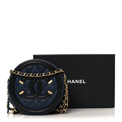 Chanel Caviar Quilted Round Filigree Crossbody Navy Black 11 of 11