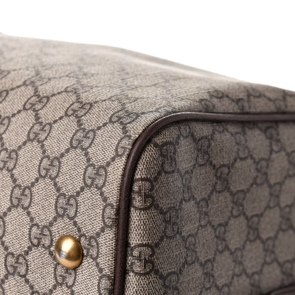 Gucci GG Supreme Monogram Textured Dollar Calfskin Web Medium Ophidia Carry-On Duffle Bag Beige Ebony New Acero 11 of 16