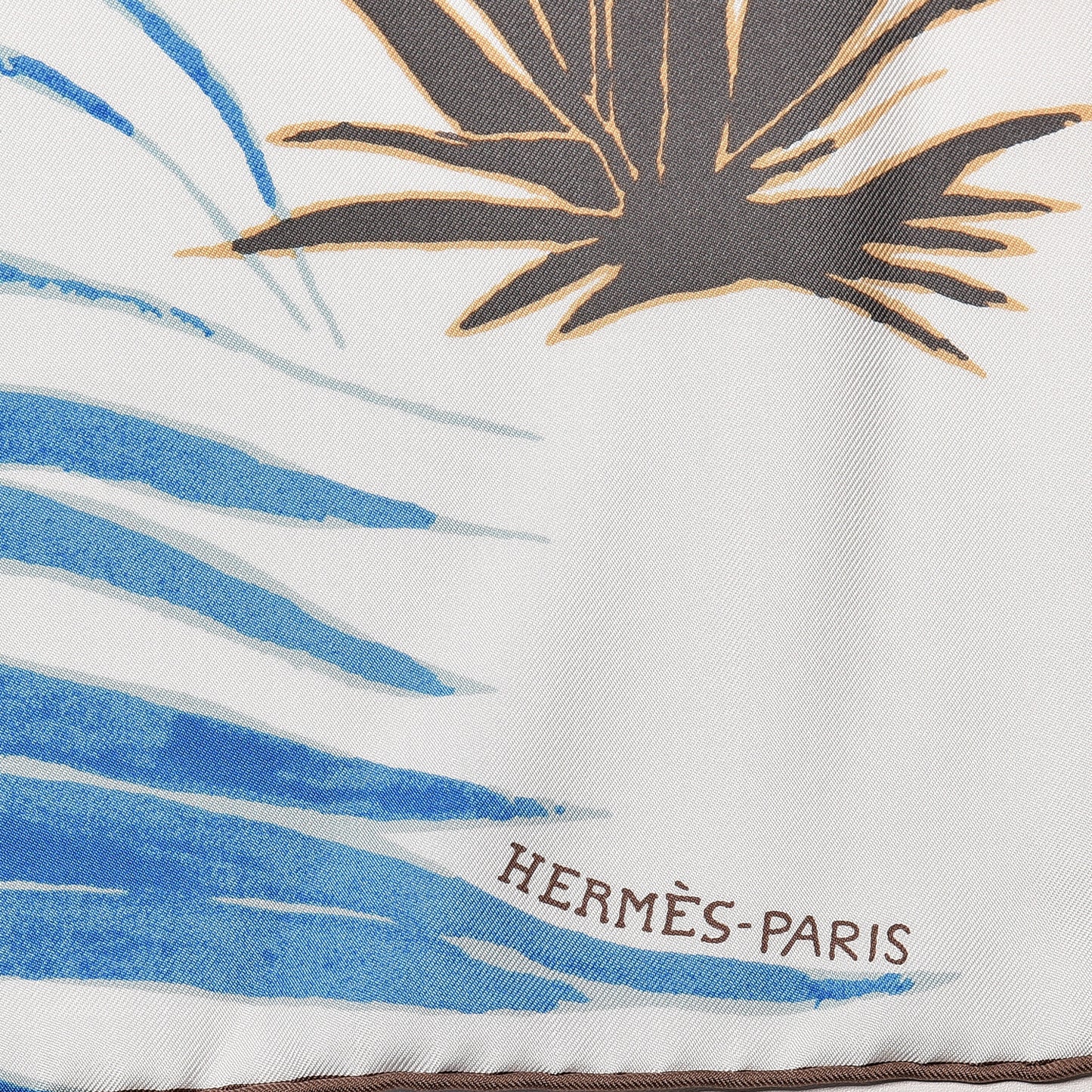 Silk Au Bout Du Monde Scarf 90 Sable Bleu Creme