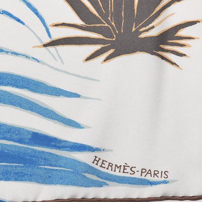 Hermes Silk Au Bout Du Monde Scarf 90 Sable Bleu Creme 3 of 5