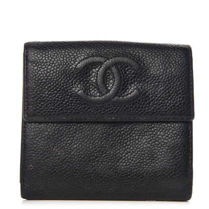 Chanel Caviar Timeless CC Compact French Wallet Black 1 of 15