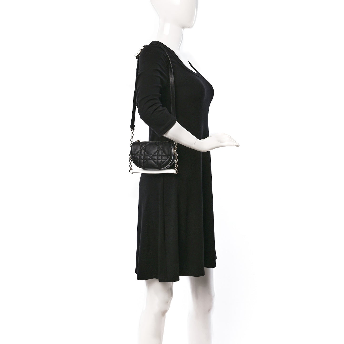 Lambskin Cannage Mini Dior Vibe Hobo Bag Black
