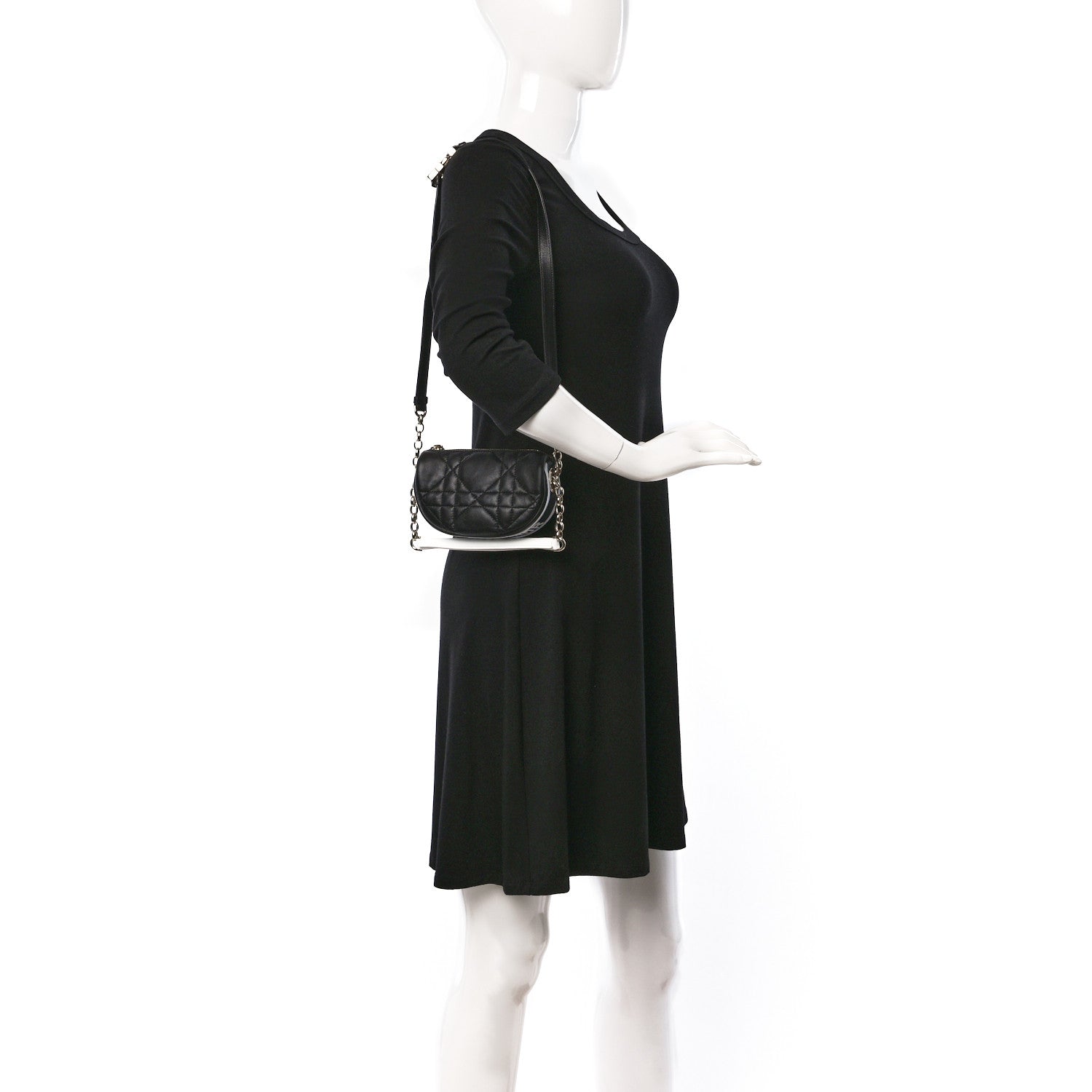 Christian Dior Lambskin Cannage Mini Dior Vibe Hobo Bag Black 2 of 10