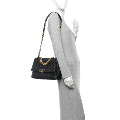 Chanel Lambskin Quilted Large Chanel 19 Flap Black 2 of 10
