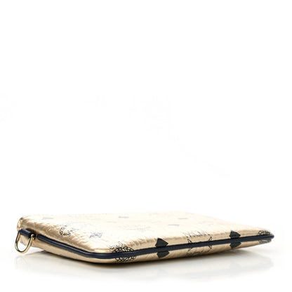 MCM Metallic Visetos Zip Pouch Gold 4 of 8