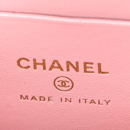 Chanel Calfskin Crocodile Embossed Crococo Top Handle Slim Vanity Case With Chain Light Pink 6 of 11