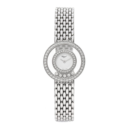 Chopard 18K White Gold Diamond Pave Bezel 25mm Happy Diamonds Icons Quartz Watch 1 of 4