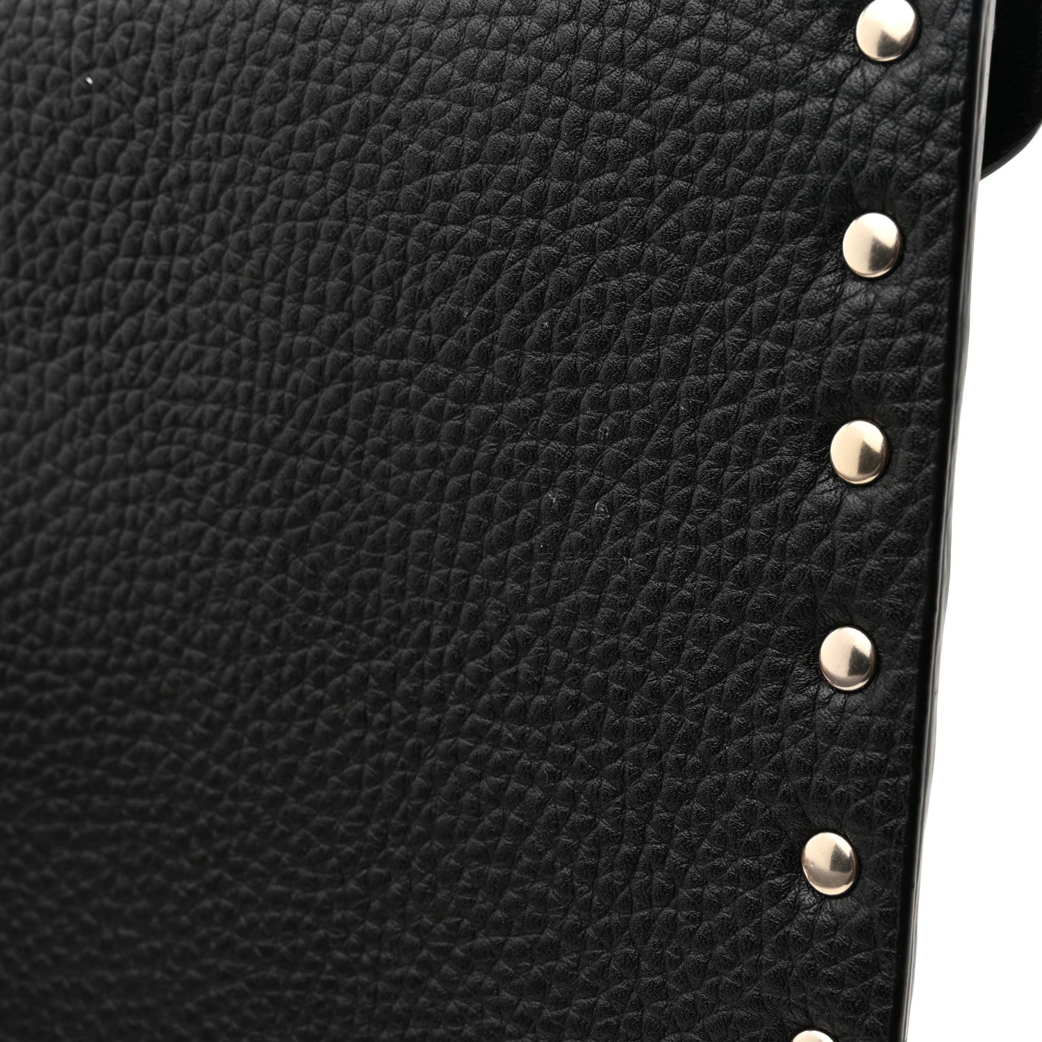 Valentino Garavani Pebbled Calfskin Medium Rockstud Envelope Flat Wristlet Pouch Black 7 of 8
