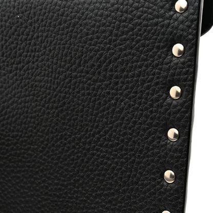 Valentino Garavani Pebbled Calfskin Medium Rockstud Envelope Flat Wristlet Pouch Black 7 of 8