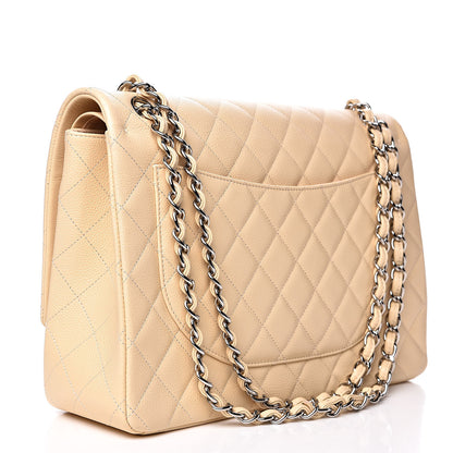 Chanel Caviar Quilted Maxi Double Flap Light Beige 3 of 10
