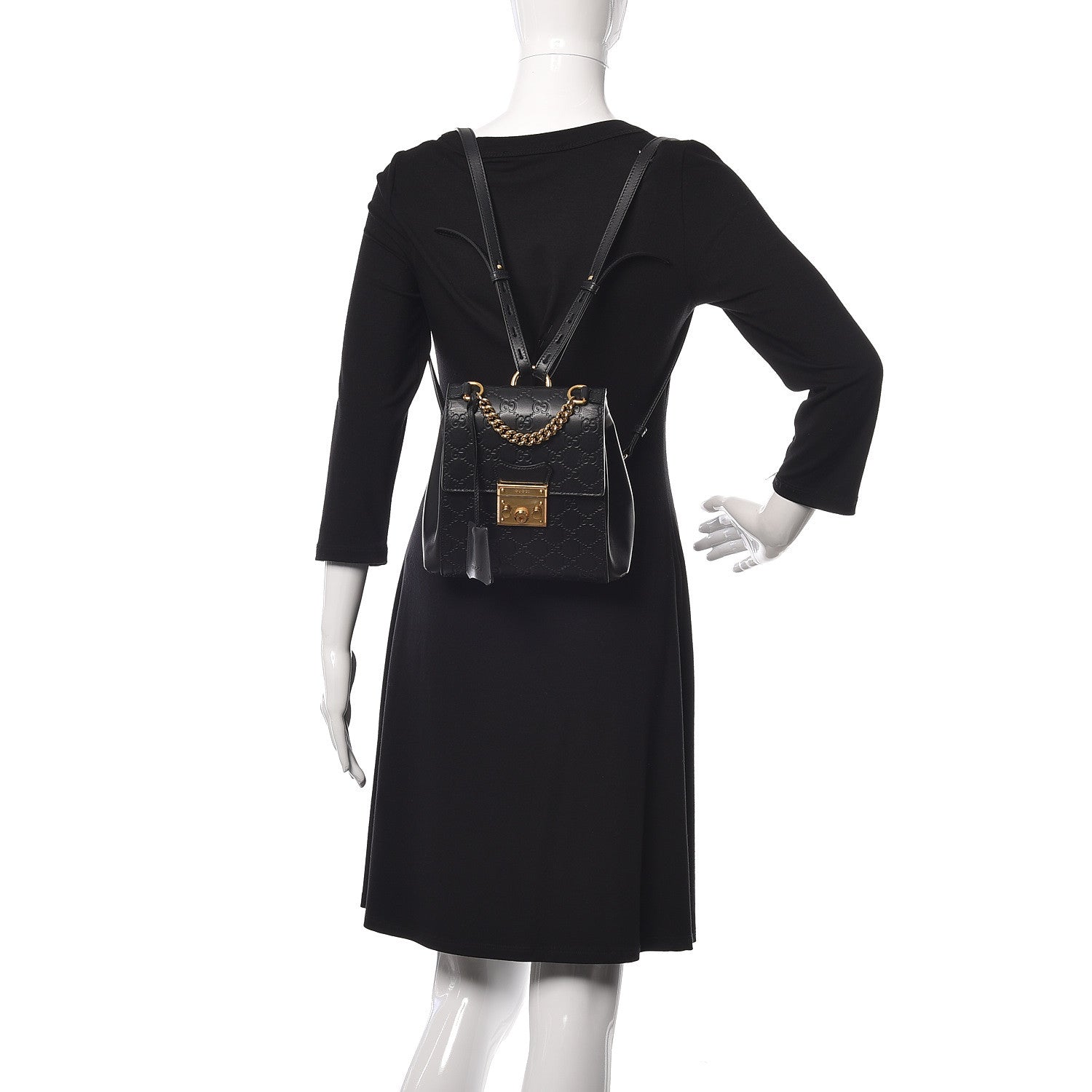 Gucci Guccissima Signature Padlock Backpack Black 3 of 9