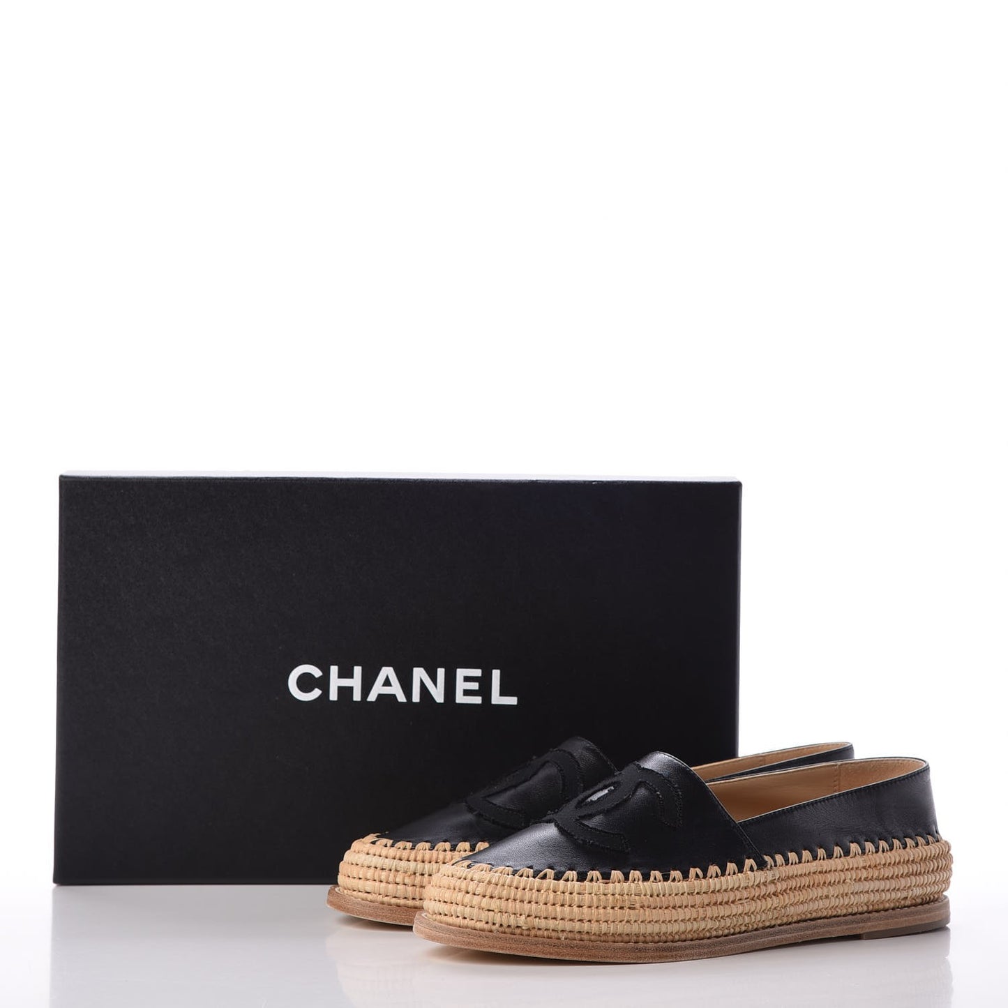 Lambskin Grosgrain CC Espadrilles 36 Black
