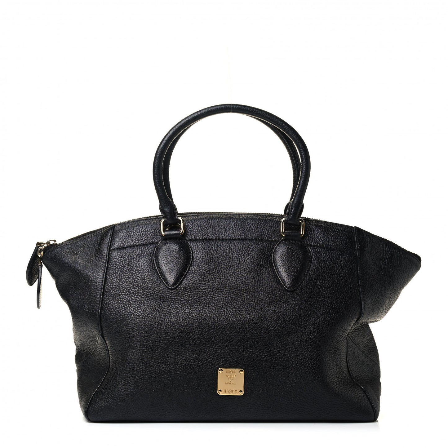 Grained Calfskin Studded Satchel Black