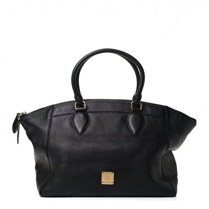 MCM Grained Calfskin Studded Satchel Black 1 of 4