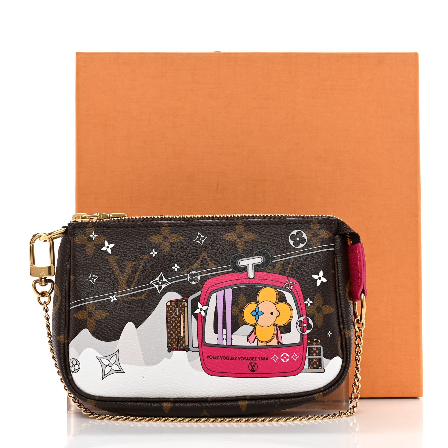Louis Vuitton Monogram 2019 Christmas Animation Mini Courchevel Pochette Accessories Fuchsia 8 of 8