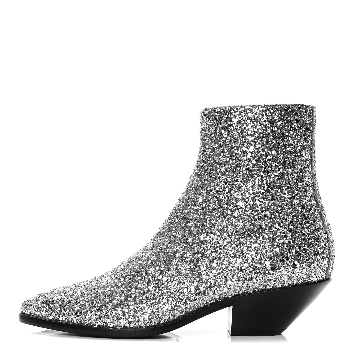 Saint Laurent Glitter Calfskin West 45 Boots 36.5 Silver 1 of 10