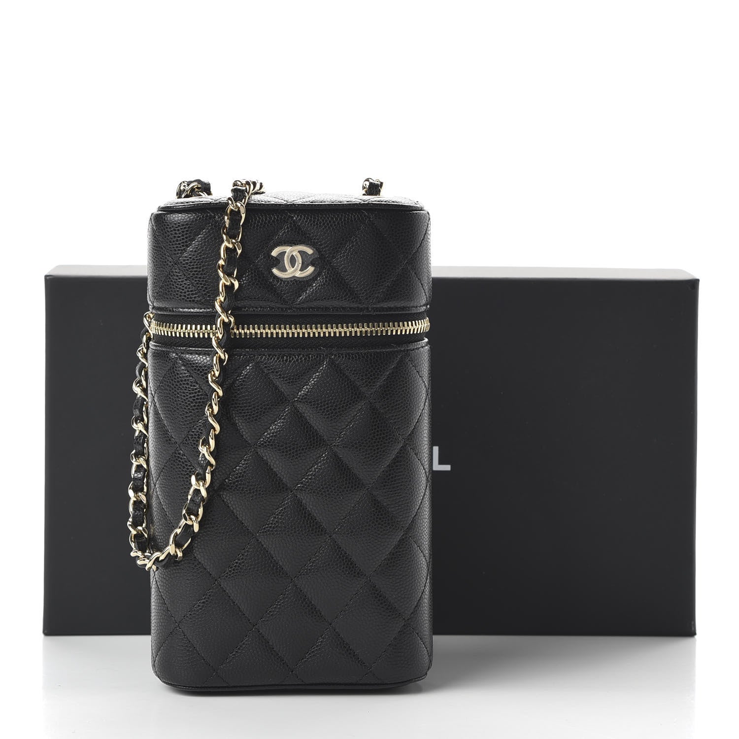 Chanel Caviar Quilted Phone Holder With Chain Black 11 of 11