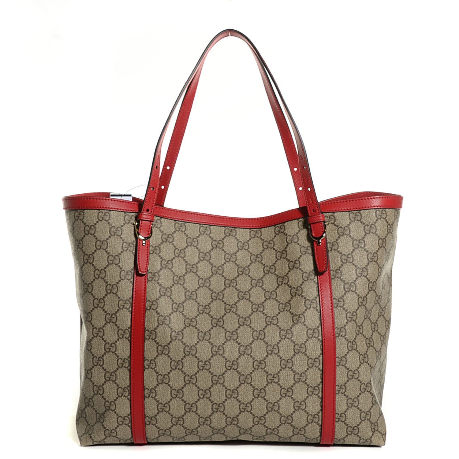 Gucci GG Supreme Monogram Calfskin Medium Nice Tote Beige Ebony Hibiscus Red 1 of 9