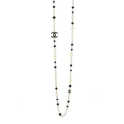 Chanel Pearl Bead CC Long Necklace Black 1 of 5