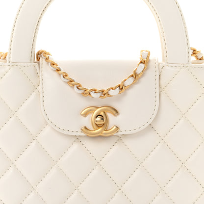 Chanel Shiny Aged Calfskin Quilted Nano Kelly Shopper White 8 of 10