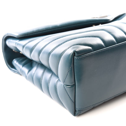 Saint Laurent Calfskin Y Quilted Monogram Medium Loulou Chain Satchel Dark Turquoise 5 of 11