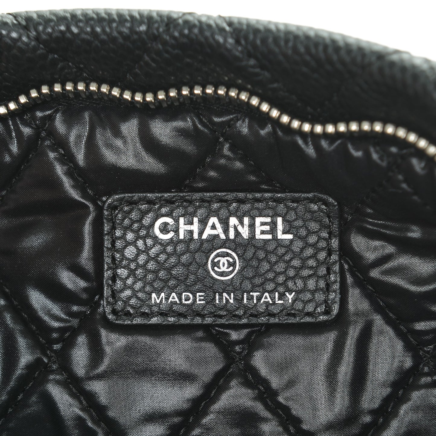 Caviar Quilted CC Beauty Clutch Black