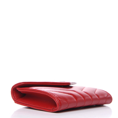Saint Laurent Calfskin Y Quilted Monogram Small Loulou Envelope Wallet Rouge Eros 4 of 8