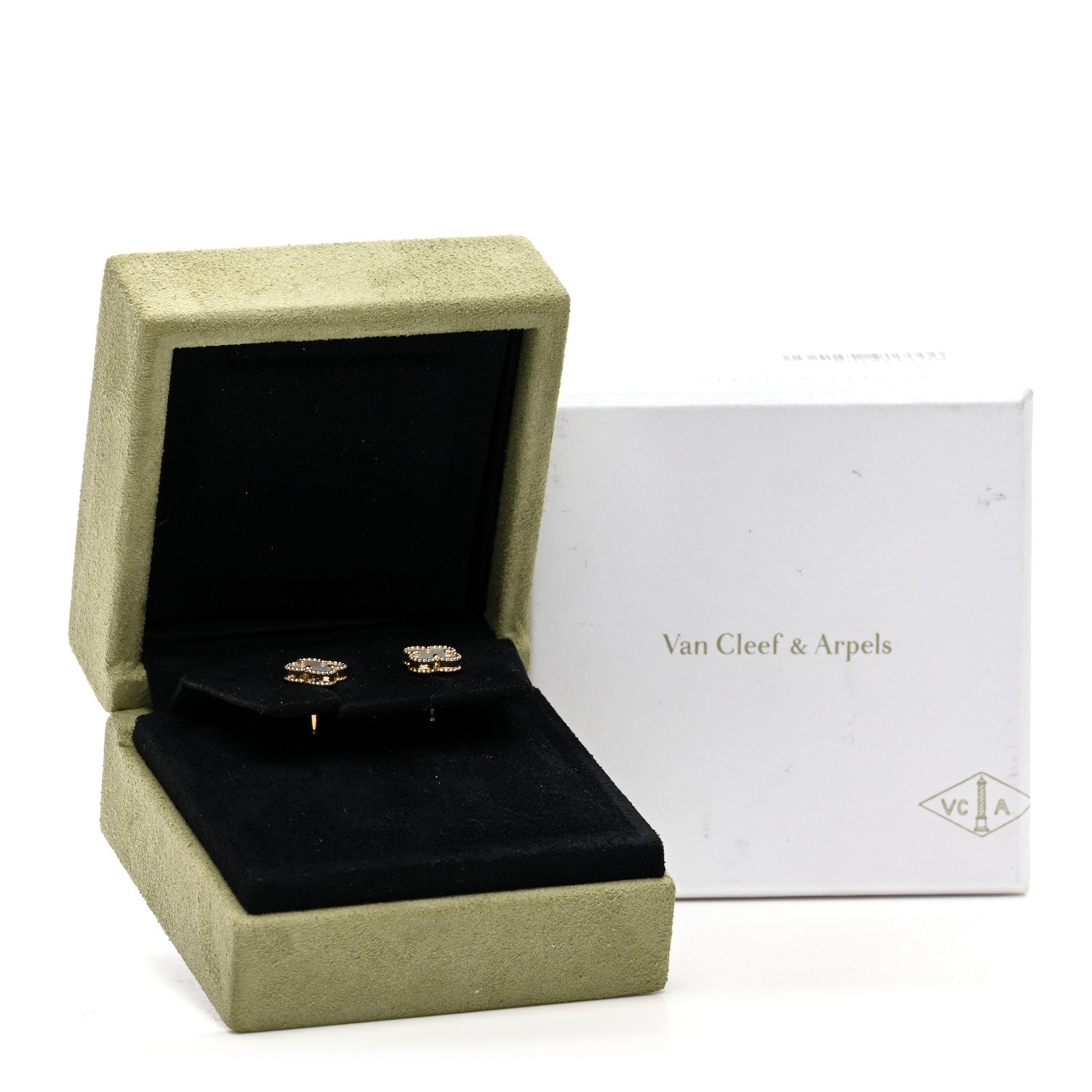 Van Cleef & Arpels 18K Yellow Gold Mother of Pearl Sweet Alhambra Earrings 5 of 5