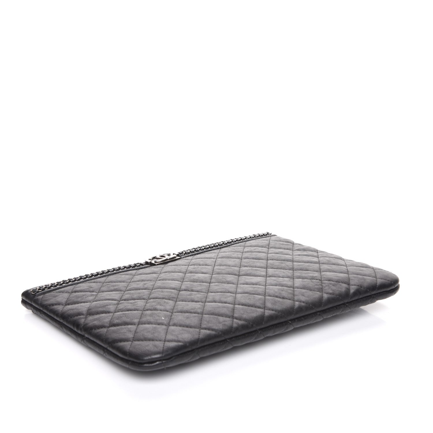 Chanel Calfskin Quilted Medium Boy Chain Around Cosmetic Case Black 7 of 9