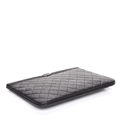 Chanel Calfskin Quilted Medium Boy Chain Around Cosmetic Case Black 7 of 9