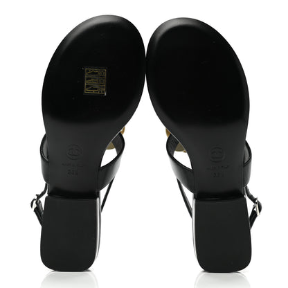 Chanel Lambskin Camellia Thong Sandals 36.5 Black White 5 of 9
