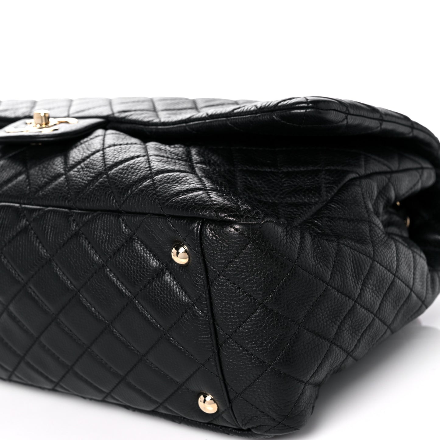 Calfskin Quilted XXL Travel Flap Bag Black