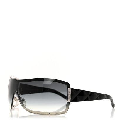 Chanel Acetate Quilted Shield Sunglasses 4126 Black Gray 1 of 7