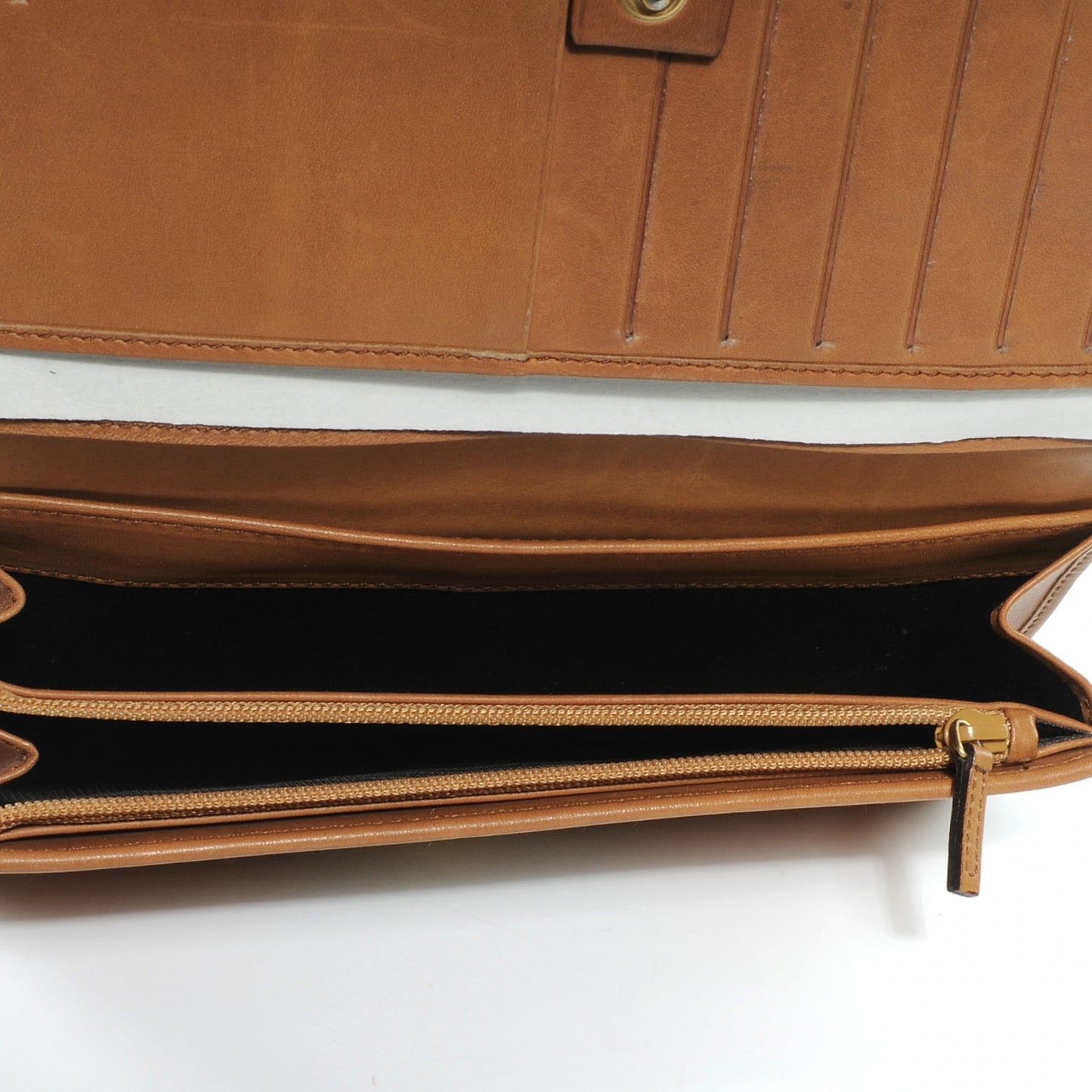 Leather Monogram Web Continental Wallet Tan