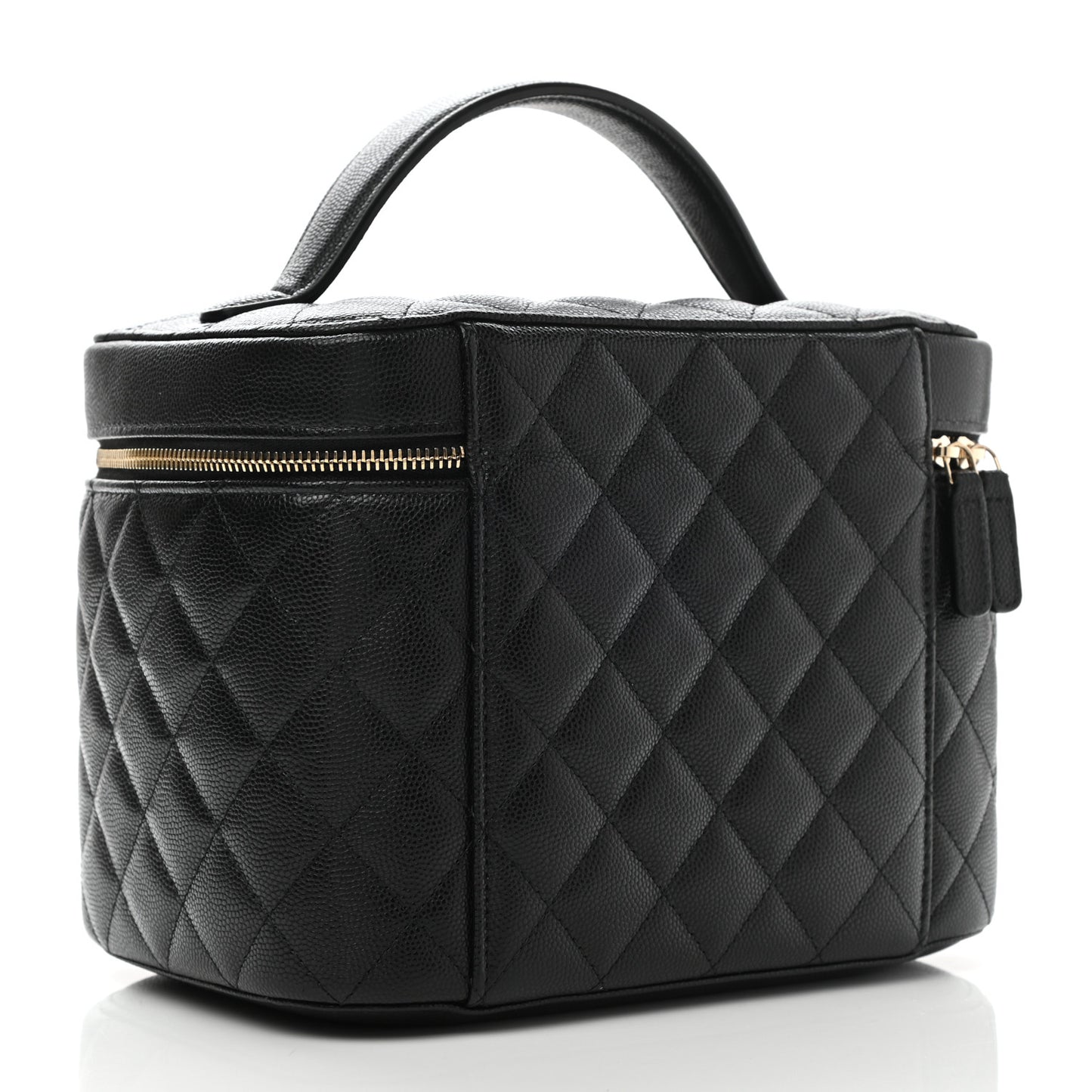 Caviar Quilted Large Vanity Pouch Black