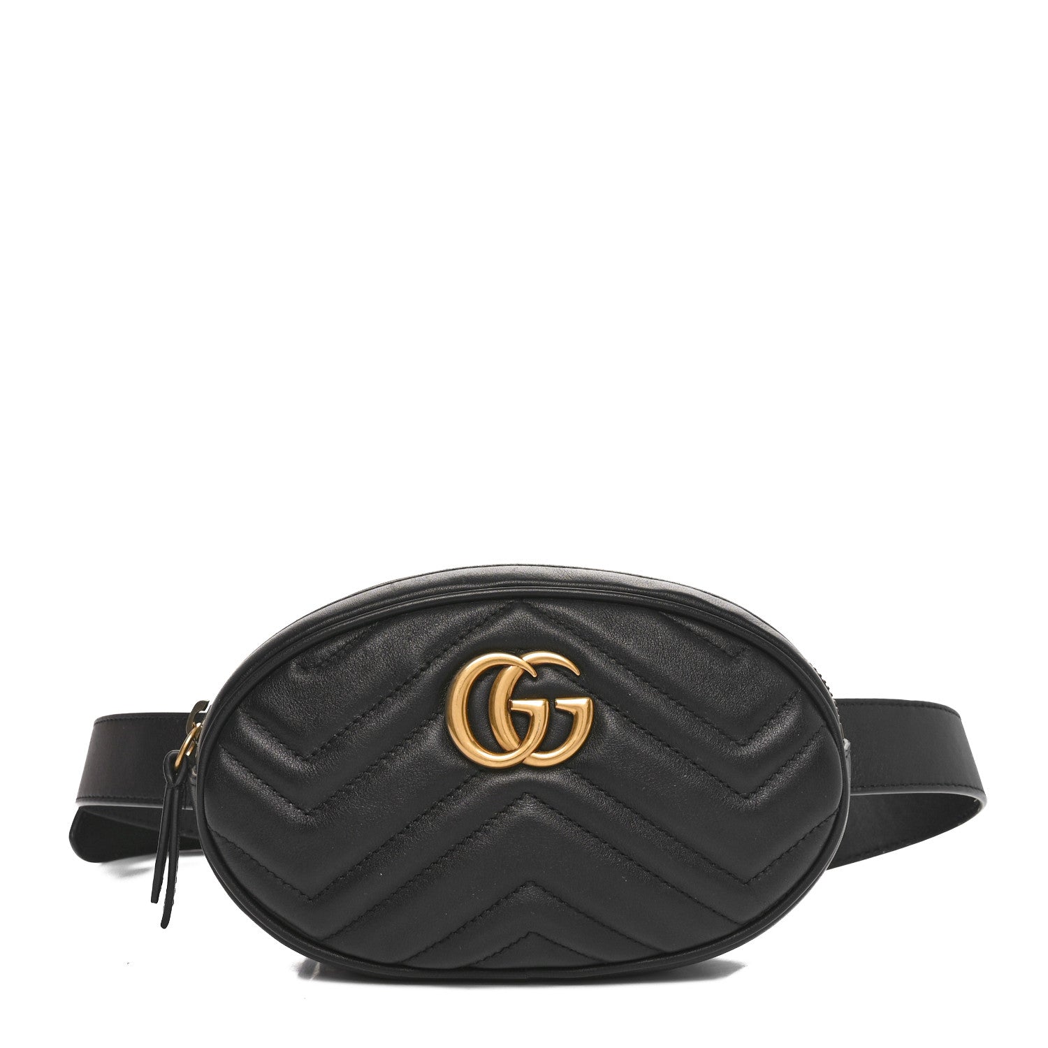 Gucci Calfskin Matelasse GG Marmont Belt Bag 95 38 Black 1 of 11