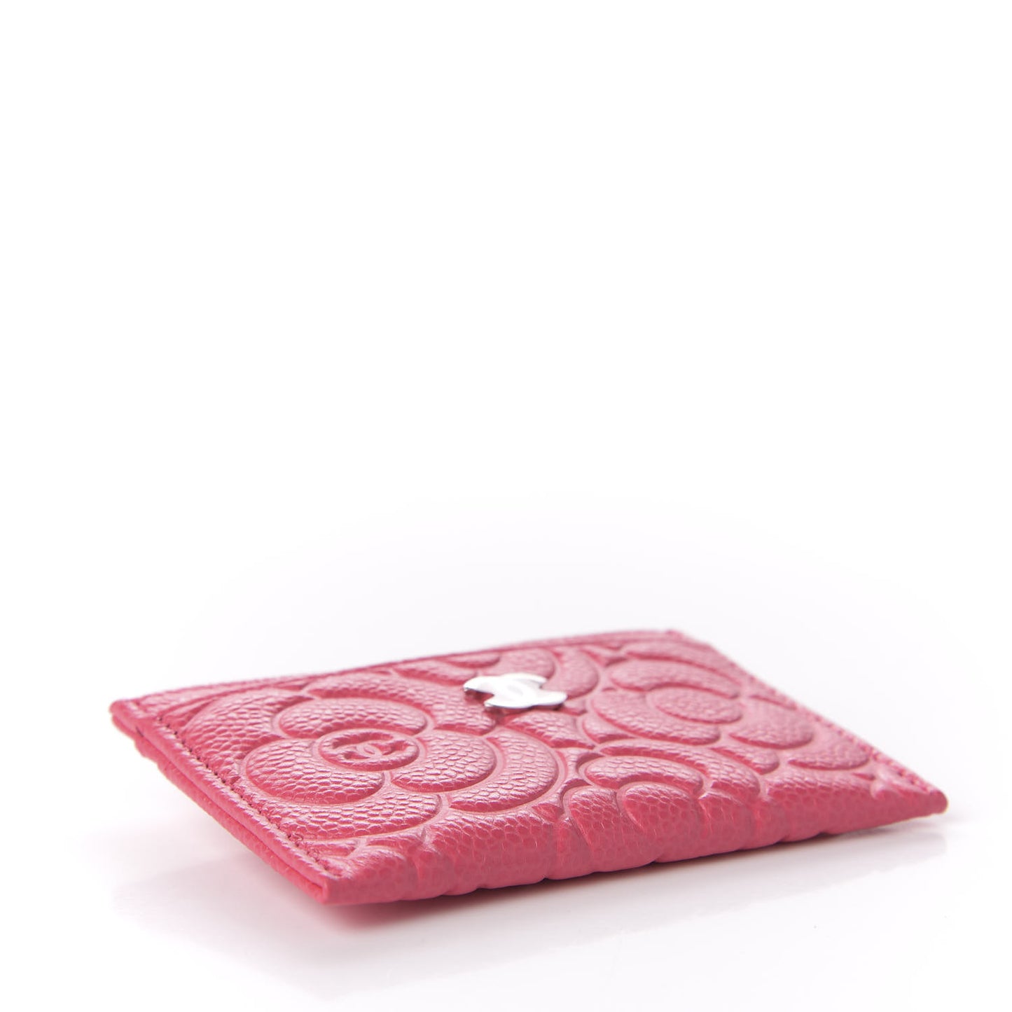 Caviar Camellia Embossed Card Holder Pink