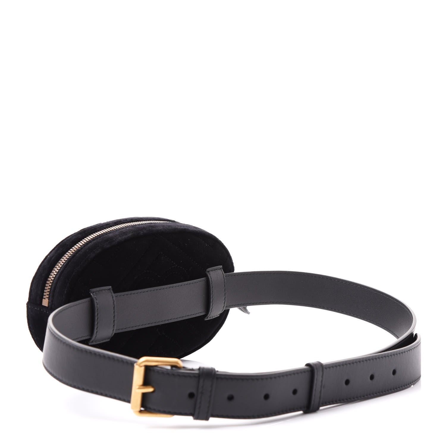 Gucci Velvet Matelasse GG Marmont Belt Bag 95 38 Black 2 of 9