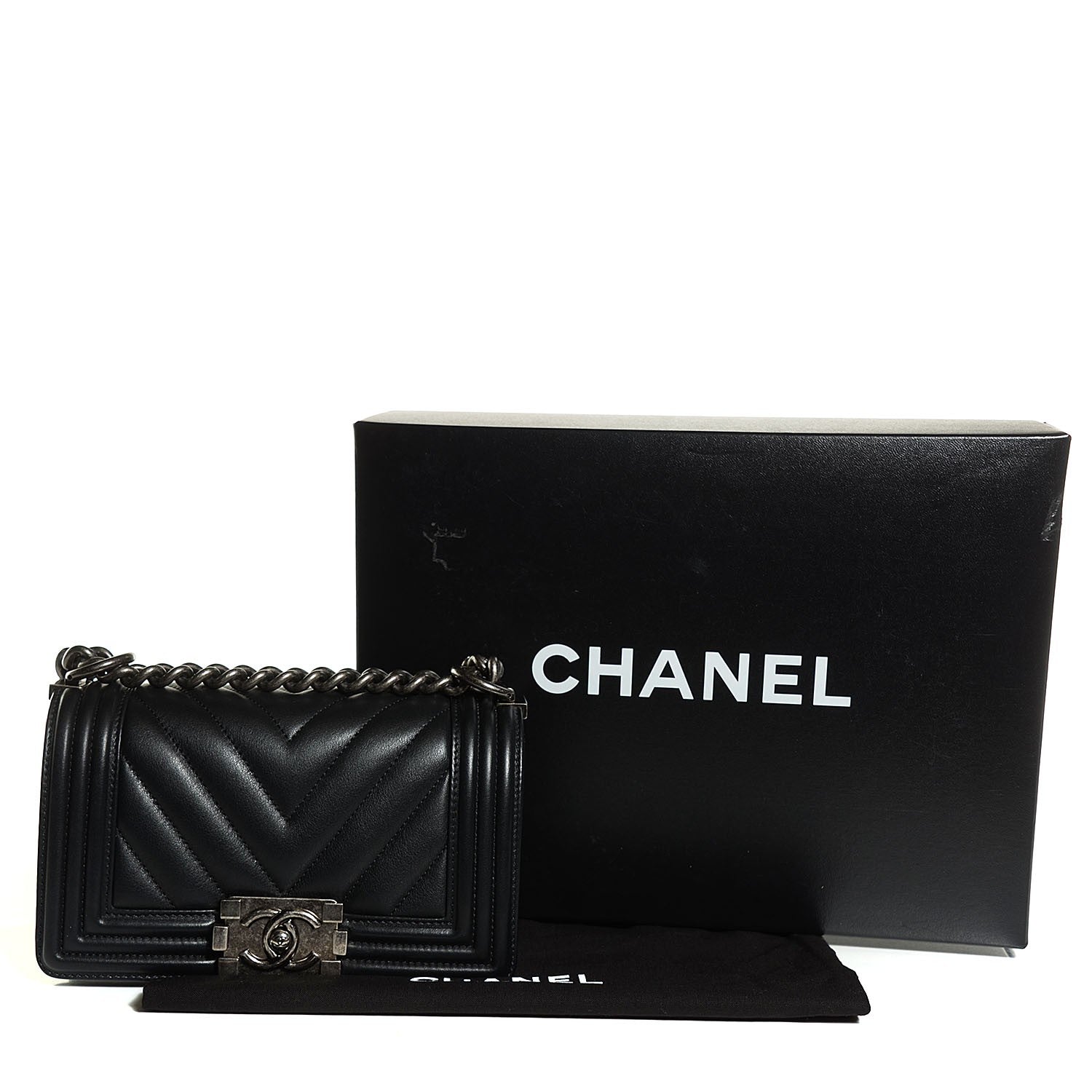 Chanel Calfskin Chevron Quilted Small Boy Flap Black 5 of 9