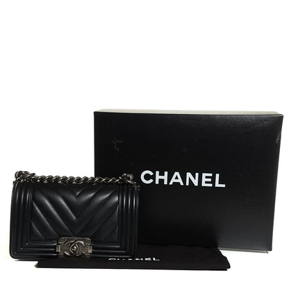 Chanel Calfskin Chevron Quilted Small Boy Flap Black 5 of 9