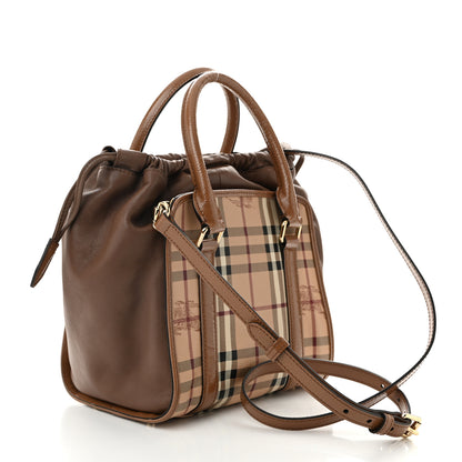 Burberry Patent Haymarket Check Small Dinton Tote Mid Camel 3 of 13